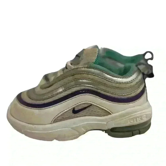 Nike Air Max 97 Teal Purple Sneakers Size 7C Girls Retro Vintage - Picture 4 of 4
